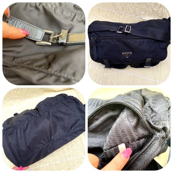 Prada Tessuto Vintage Nylon Saffiano Vela large Messenger Bag Black - Picture 15 of 15